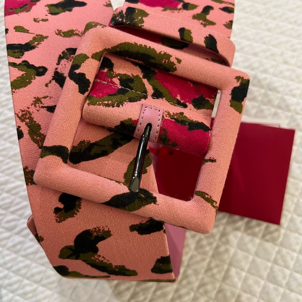 Leopard- print cotton-blend belt in pink